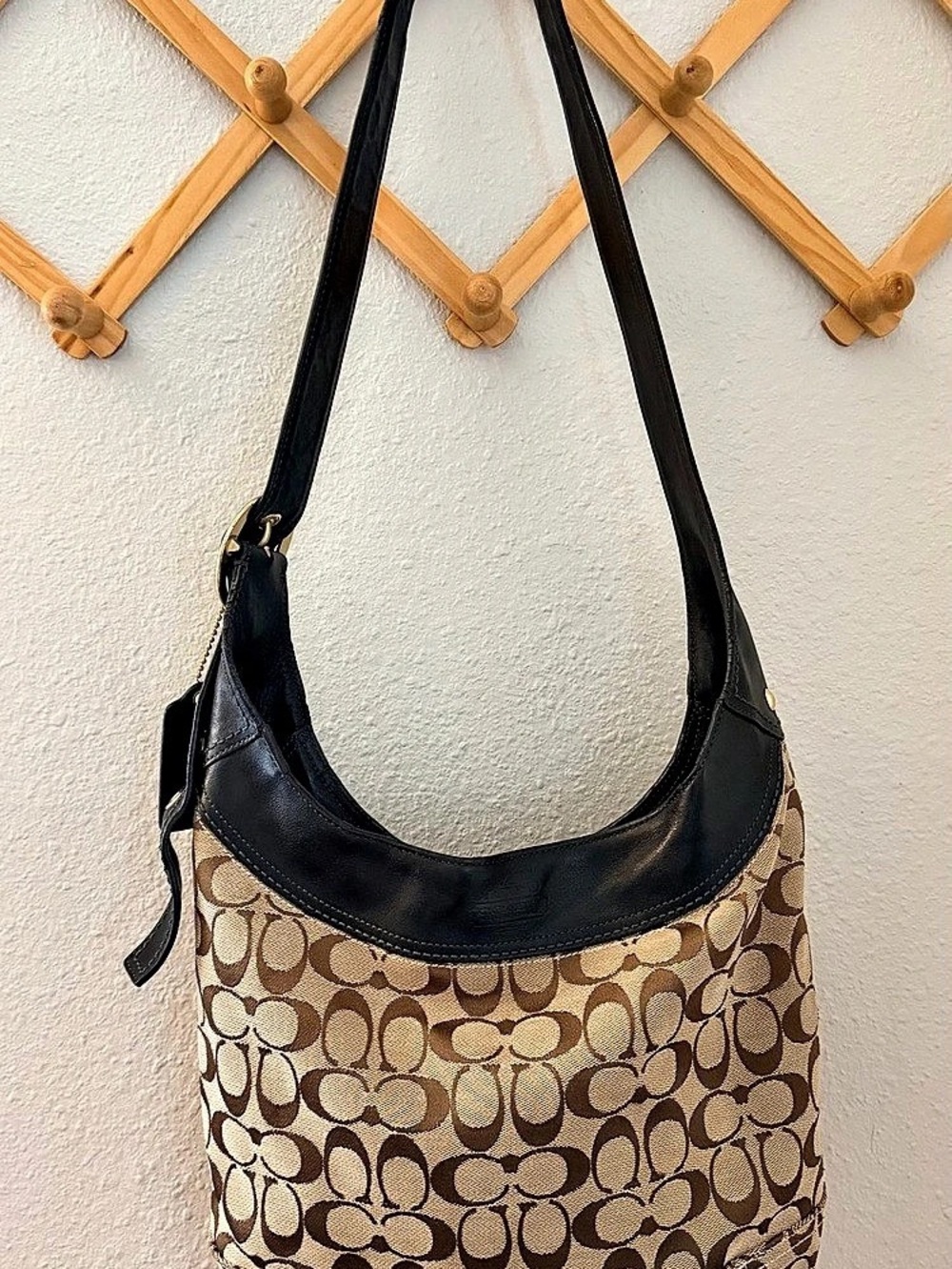 Coach Bleecker Signature Hobo Signature Brown & Black Crossbody
